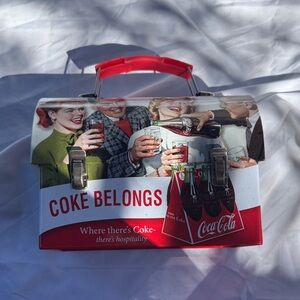 Coca-Cola Red and White Tin Box with Classic Design